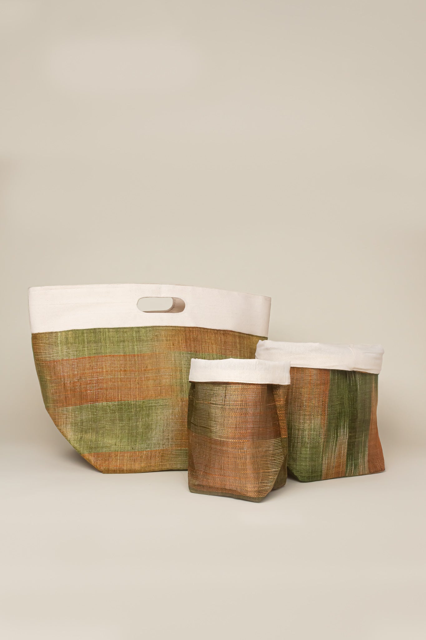 Abaca Foldable Basket Set | Olive