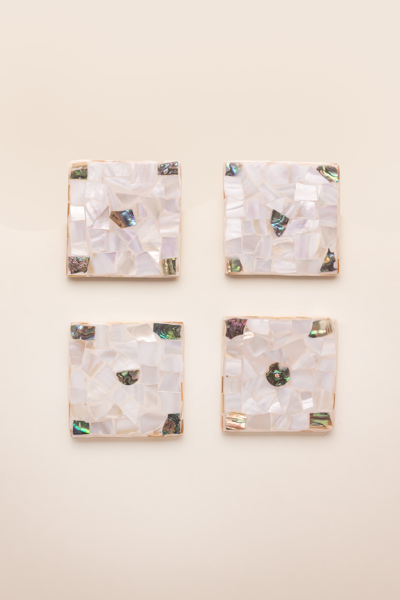 Terrazzo Mother of Pearl Square Coaster Set