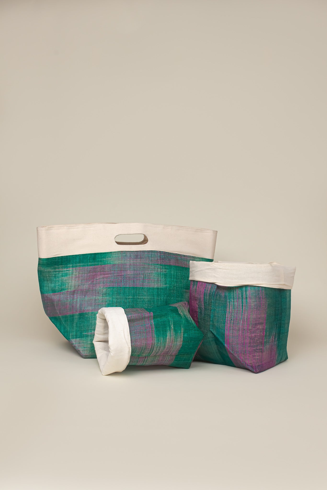 Abaca Foldable Basket Set | Teal