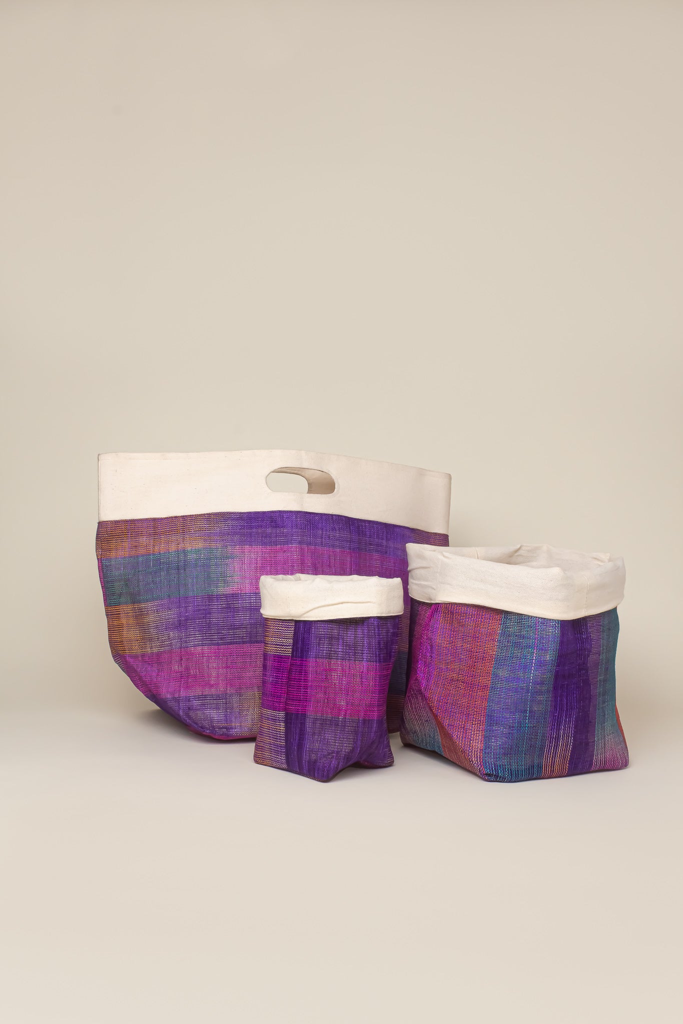 Abaca Foldable Basket Set | Purple