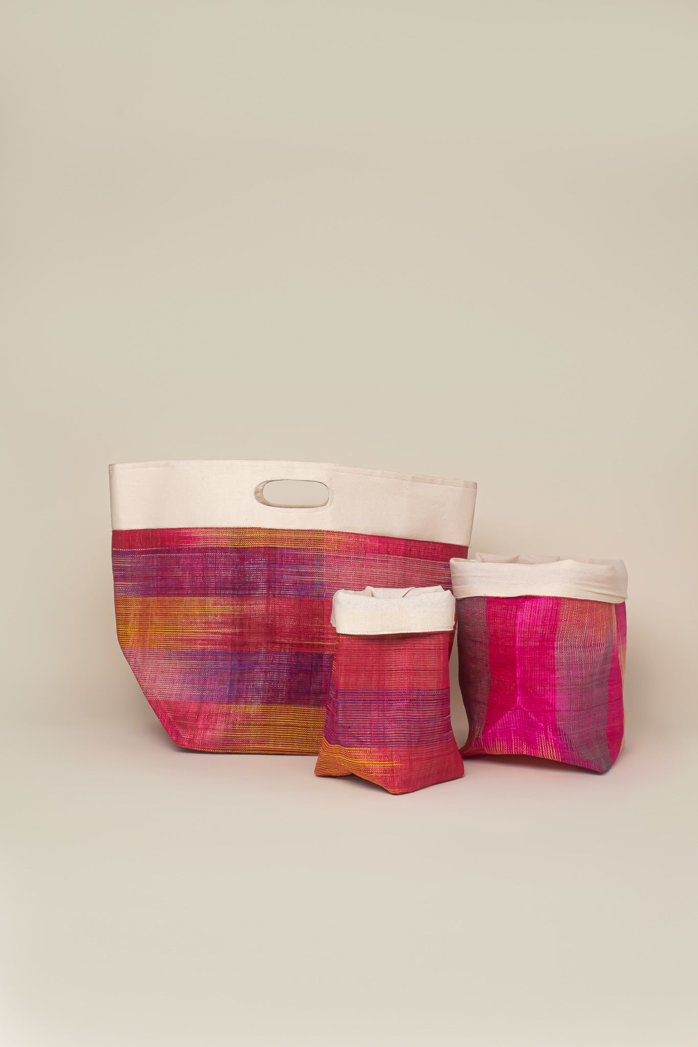 Abaca Foldable Basket Set | Pink