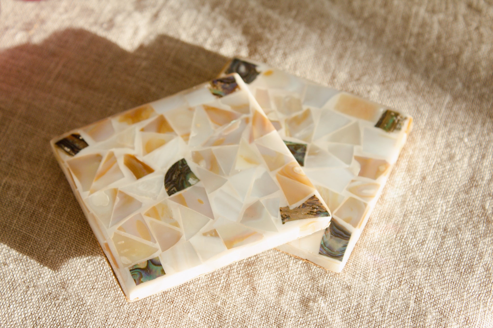 Terrazzo Mother of Pearl Square Coaster Set