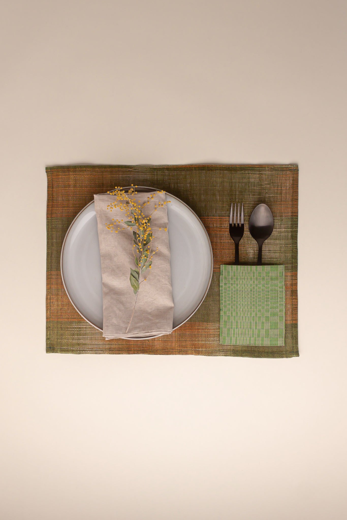 Abaca Pocket Placemats Olive - Set of 2