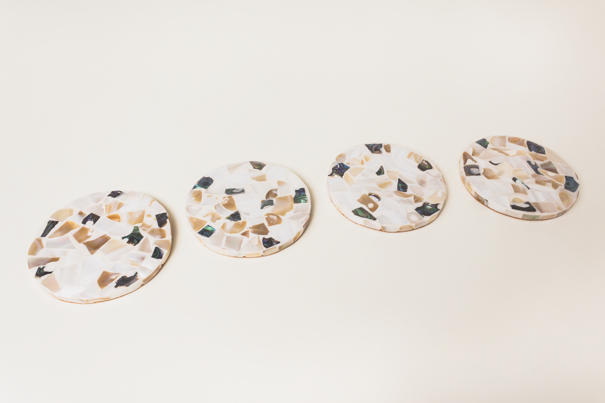 Terrazzo Mother of Pearl Round Coaster Set